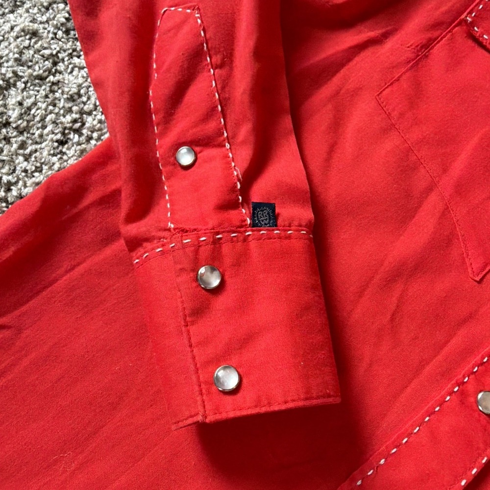 Vintage Pearl Snap Shirt Rockmount Ranch Wear Measure unisex small RED - Picture 5 of 16